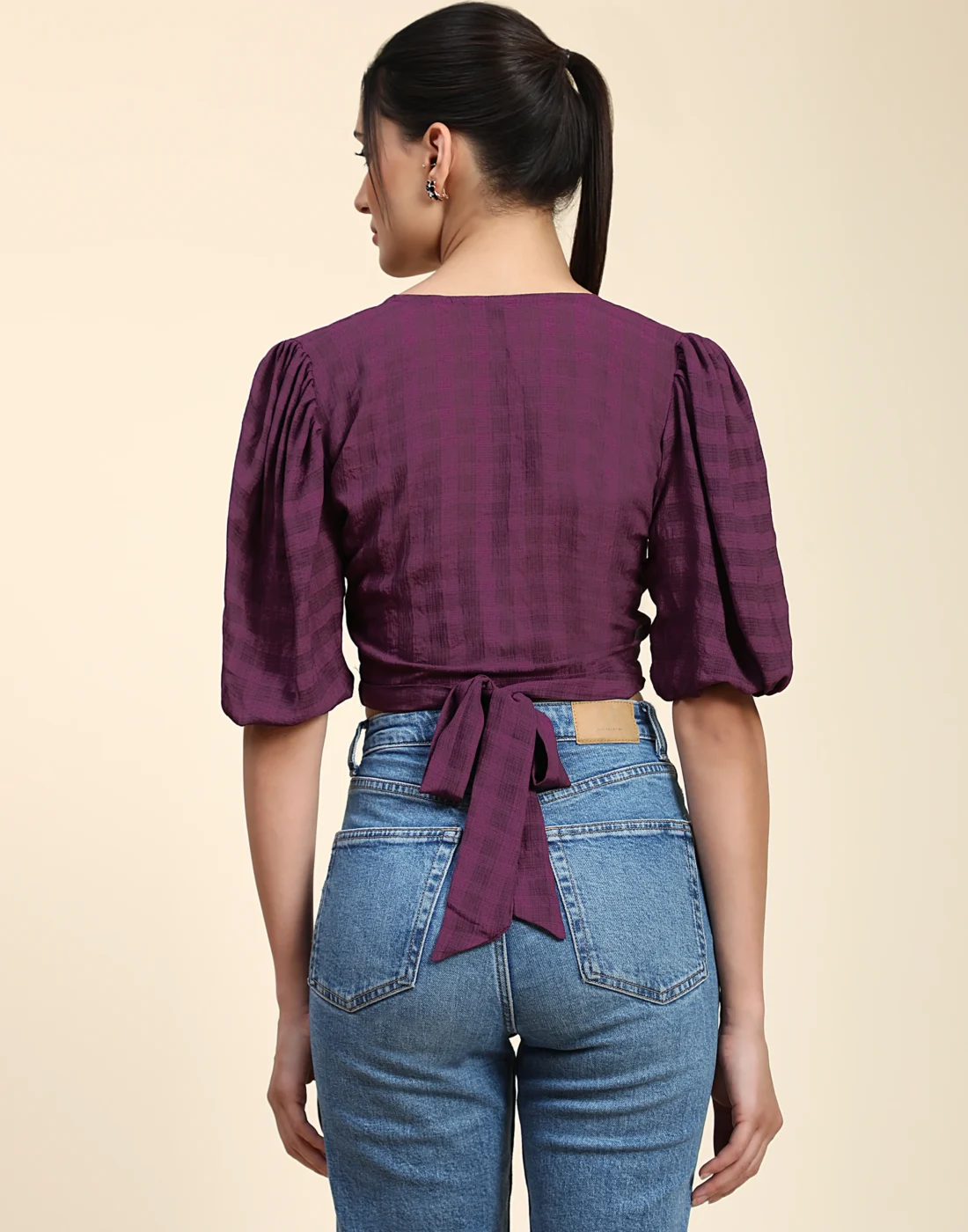 Elaaraa PolyFlex Top - Simple Back Side Quick View - Wine