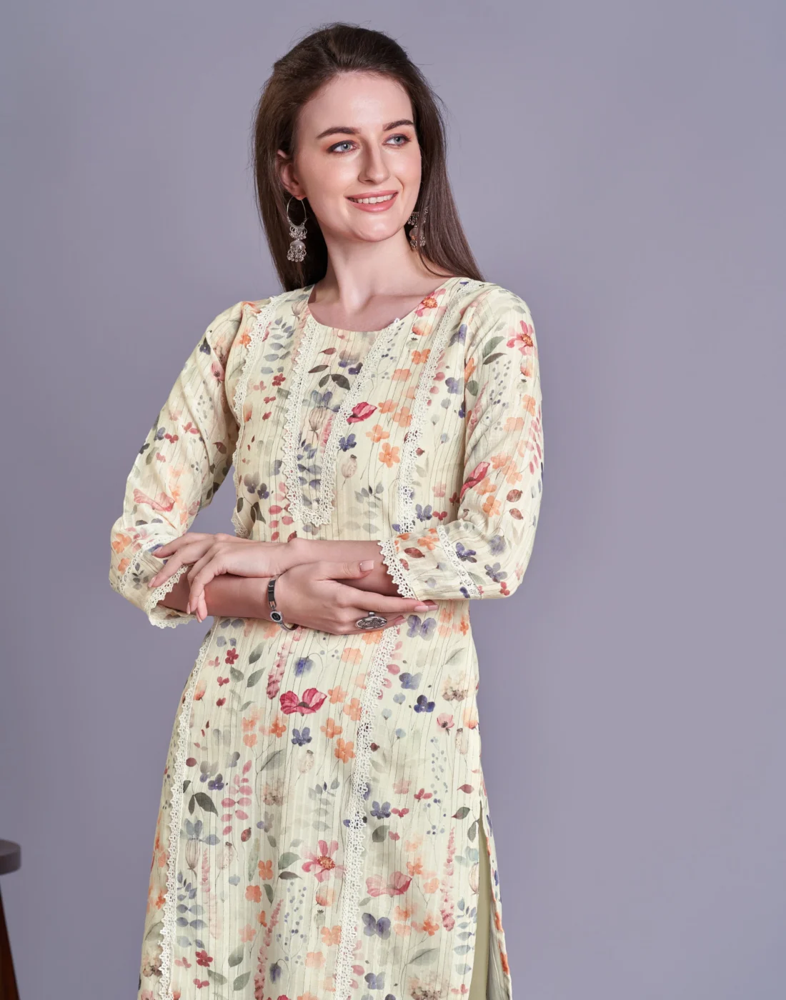 Elaaraa EcoLinen Kurti - Stylish Quick Full View - Yellow