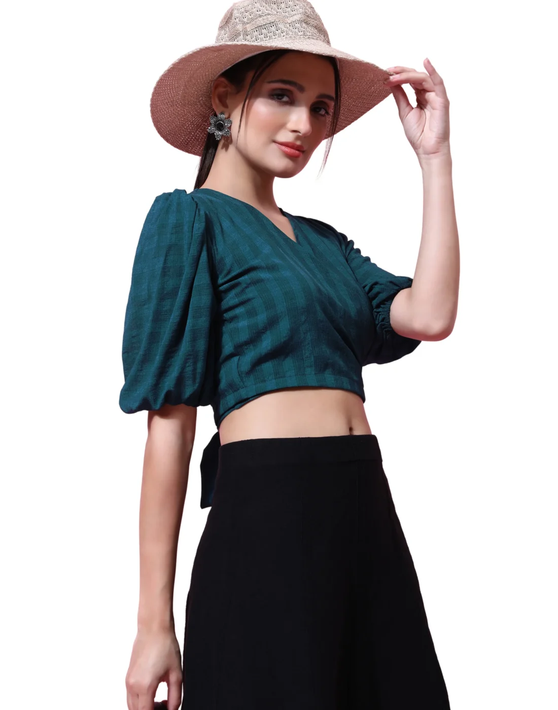 Elaaraa PolyFlex Top - Modern Front Side Quick View - Teal