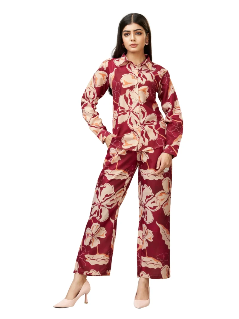 Elaaraa Cotton Blend Co-ord Set - Simple Front Side Full View