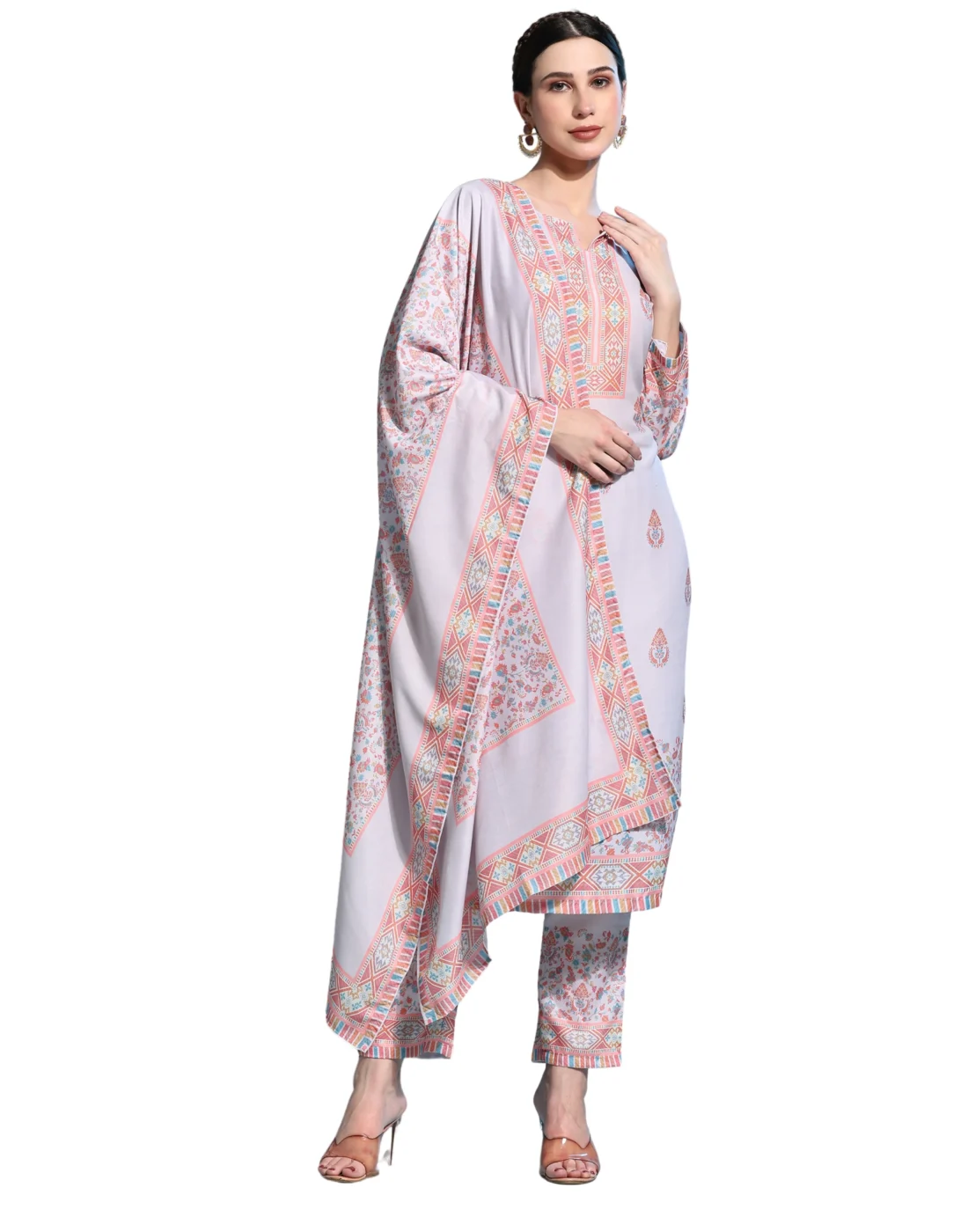 Elaaraa CloudSoft Muslin Pink - Simple Front Side Full View - D3