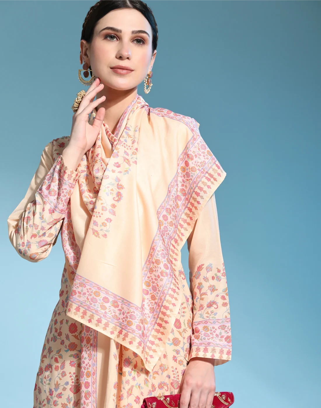 Elaaraa CloudSoft Muslin Kurti - Front Side Quick View - Peach