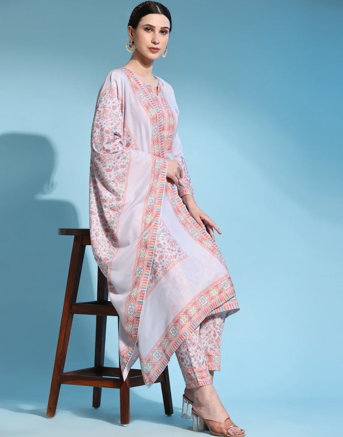 Elaaraa CloudSoft Muslin Pink - Modern Front Side Full View - D3