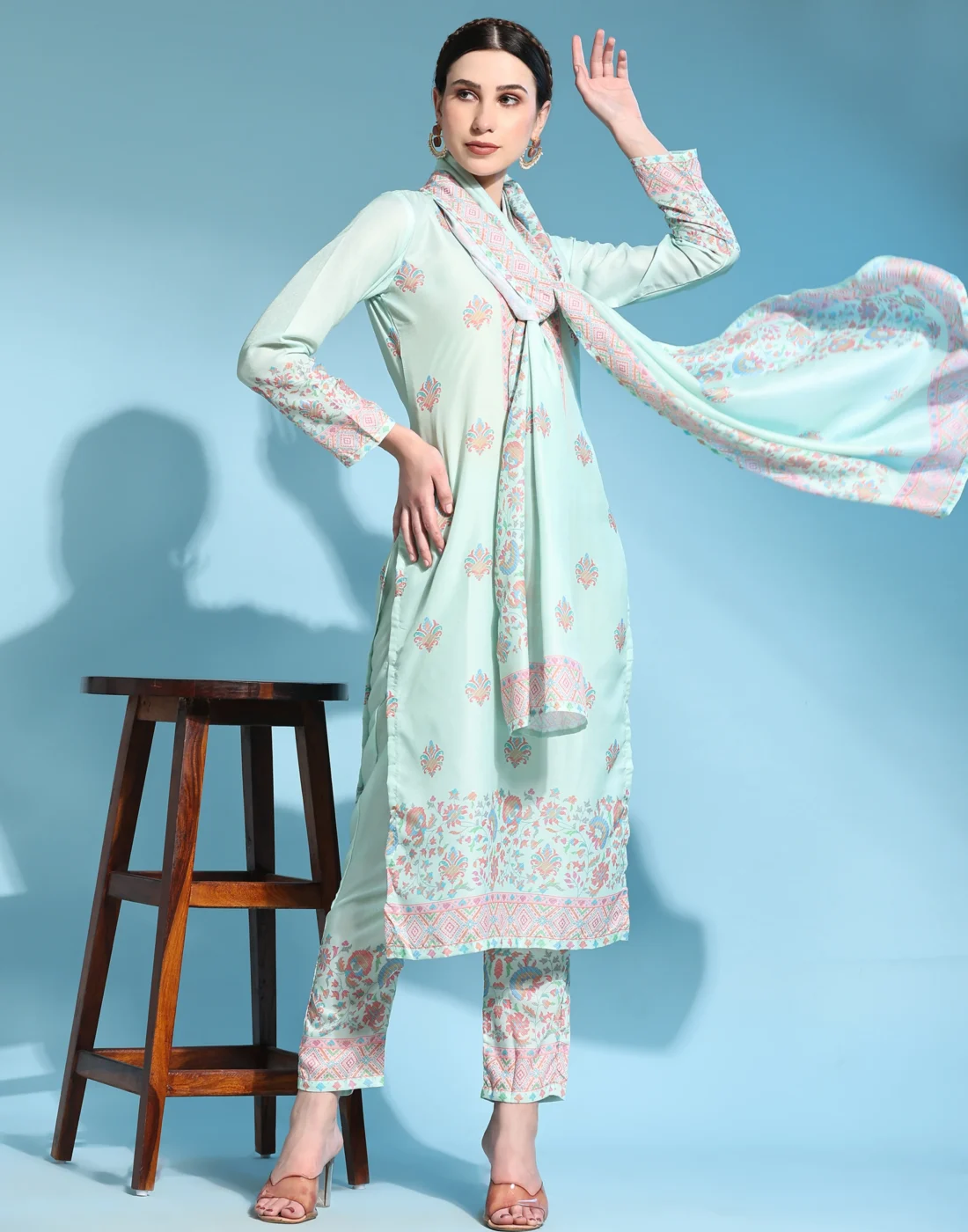 Elaaraa CloudSoft Muslin Kurti - Modern Front Side View - Yellow