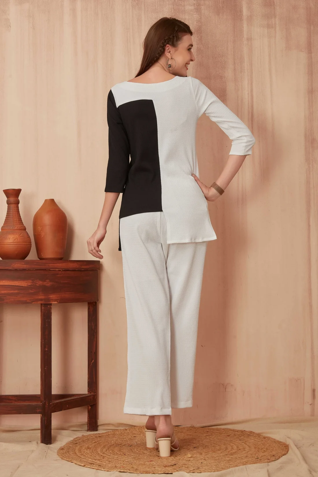 Elaaraa Tunic Style Top With Trouser - Simple Back Side Full View