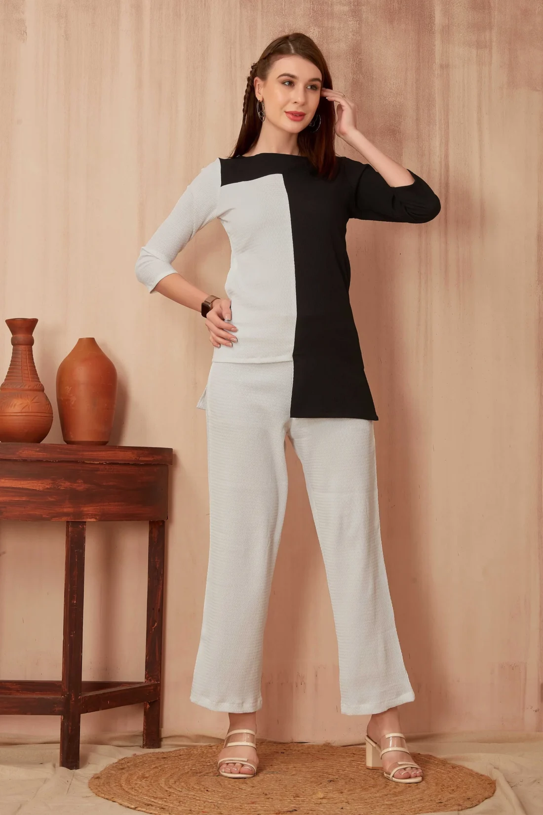 Elaaraa Tunic Style Top With Trouser - Stylish Front Side Full View