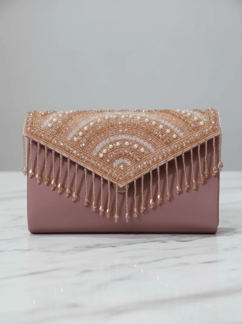 Rose Gold Envelope Clutch Purse for Women