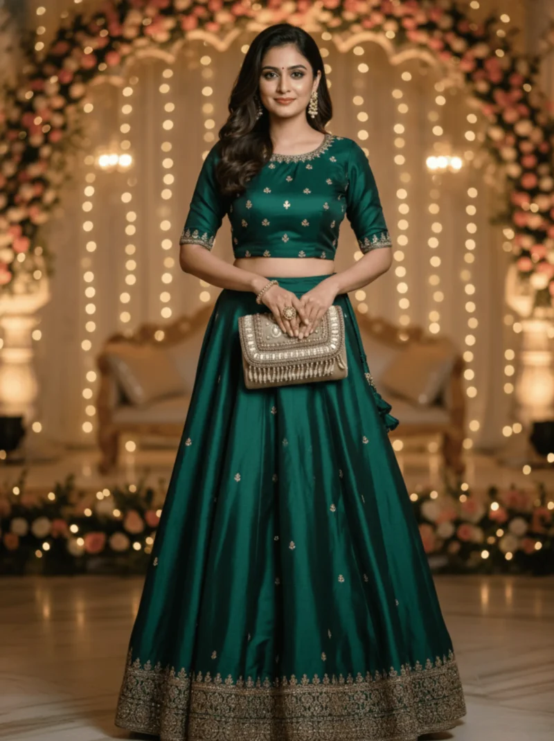 Gold Pearl Work Party Clutch Purse for Women