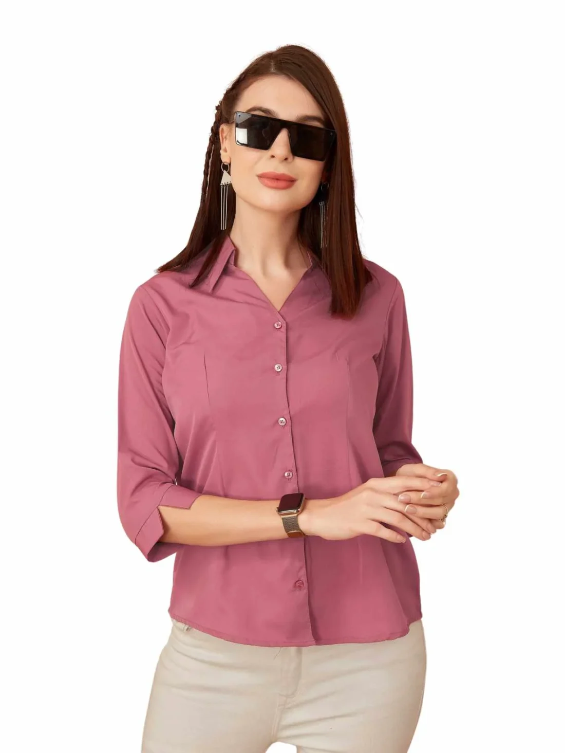 Elaaraa Classic Charm Shirt - Main View-Pink