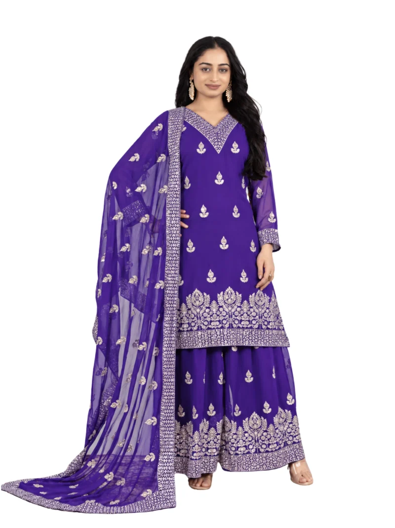 Elaaraa Royal Blue Embroidered Sharara Set